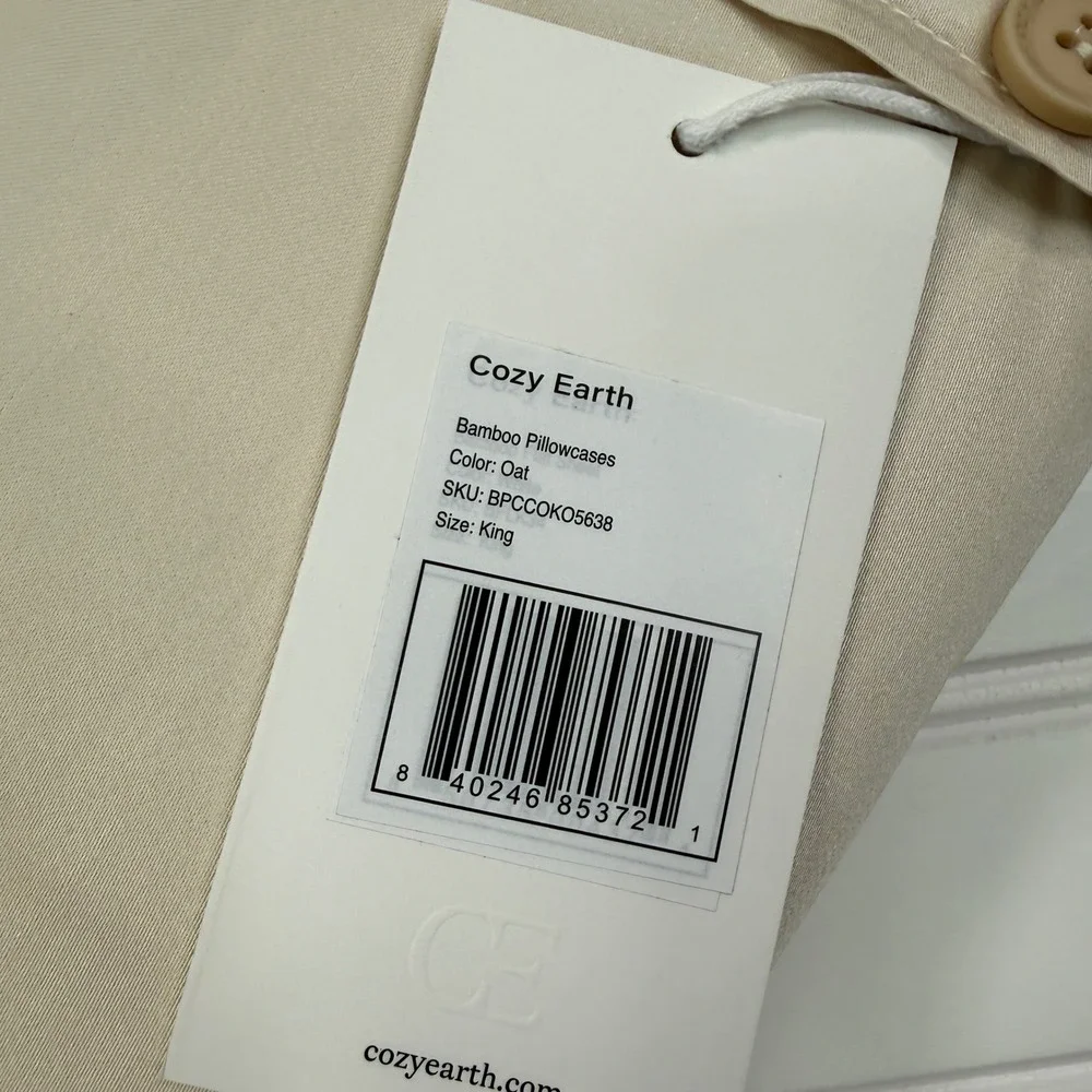 Cozy Earth Unisex King Bamboo Pillowcases Oat Viscose Cooling NWT BPCCOKO5638